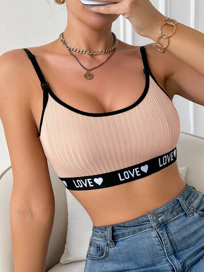 Maternity Letter Heart Print Nursing Underwear Women Casual Comfortable Breastfeeding Lingerie Sleepwear