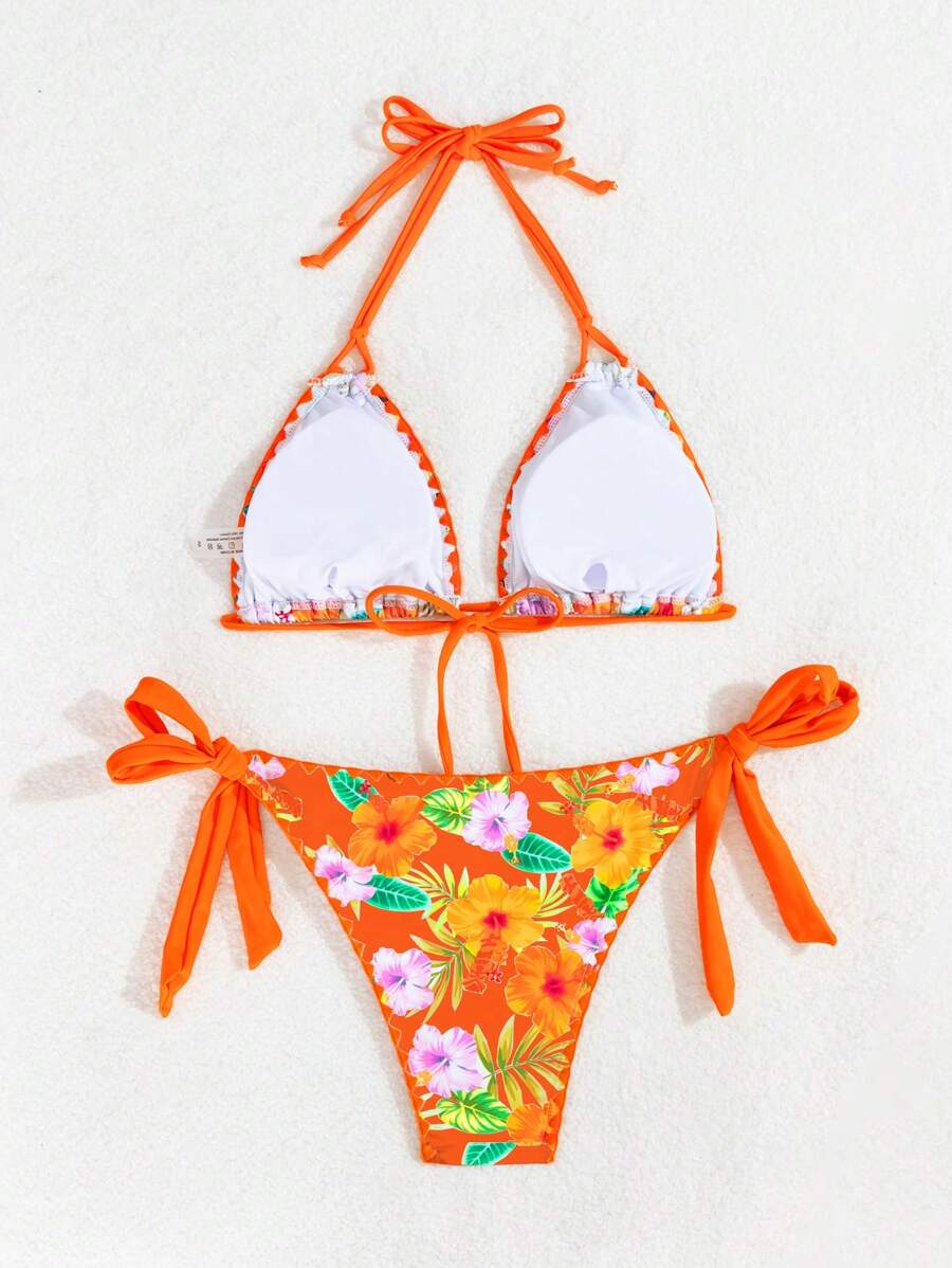 Swim Vcay Women's Fashion Summer Vacation Shell Print Halter Bikini Set