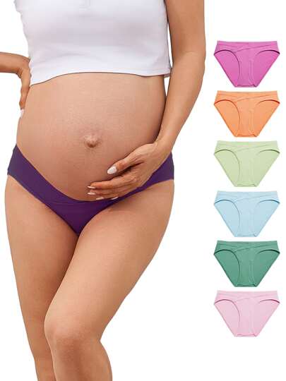 Molasus Maternity Cotton Crossover Underwear - Under Bump Pregnancy Bikini Soft Stretch Briefs