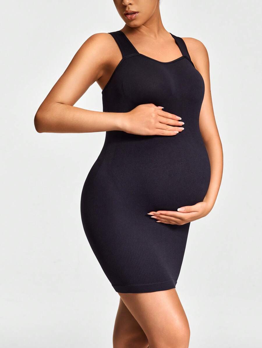 Adjustable Strap Maternity Body Shaper - Seamless Mid Thigh Shapewear
