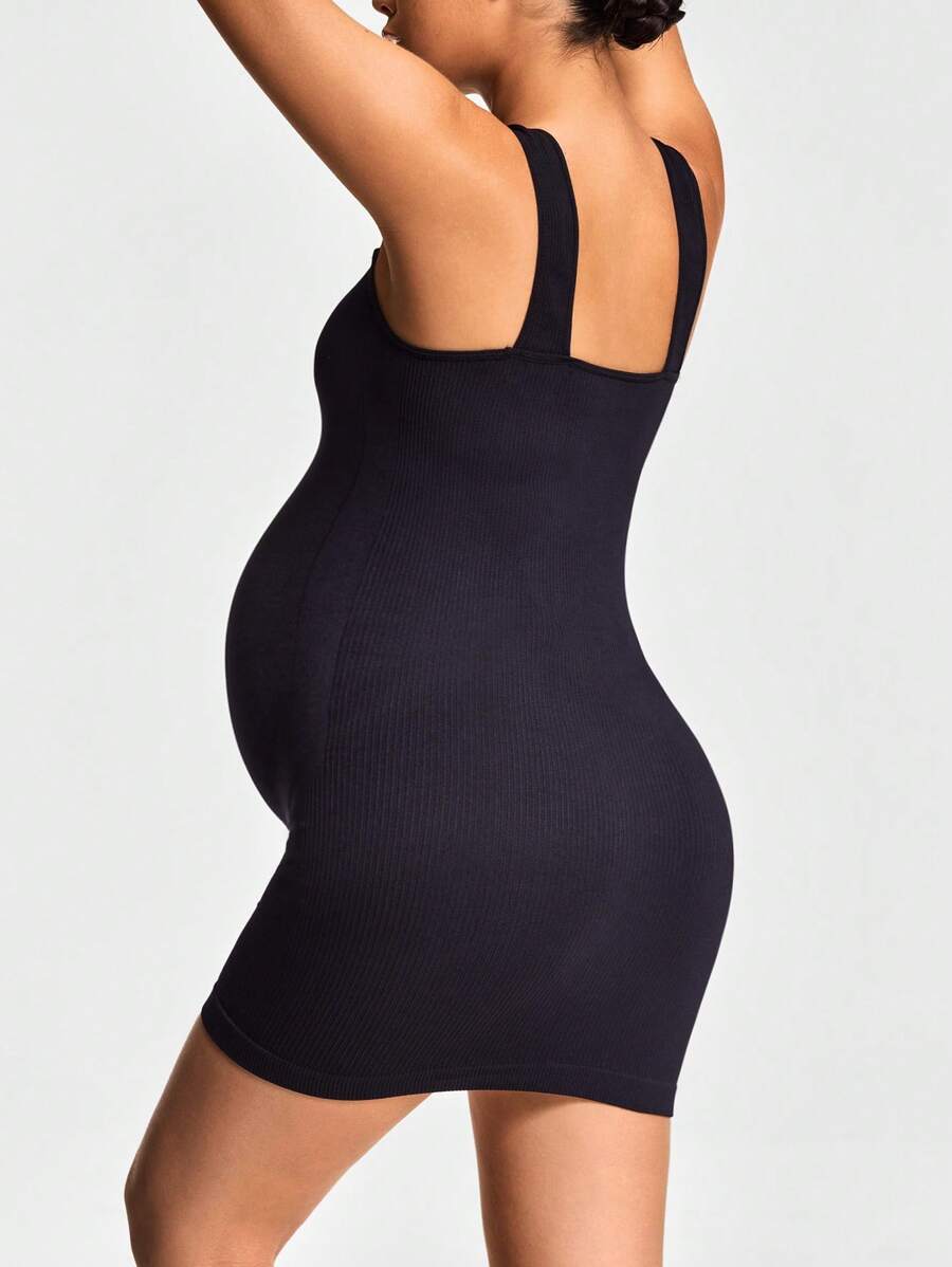 Adjustable Strap Maternity Body Shaper - Seamless Mid Thigh Shapewear
