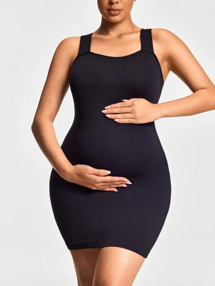 Adjustable Strap Maternity Body Shaper - Seamless Mid Thigh Shapewear