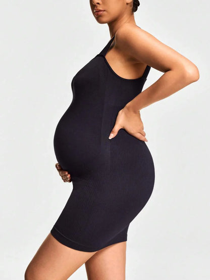 Adjustable Strap Maternity Body Shaper - Seamless Mid Thigh Shapewear