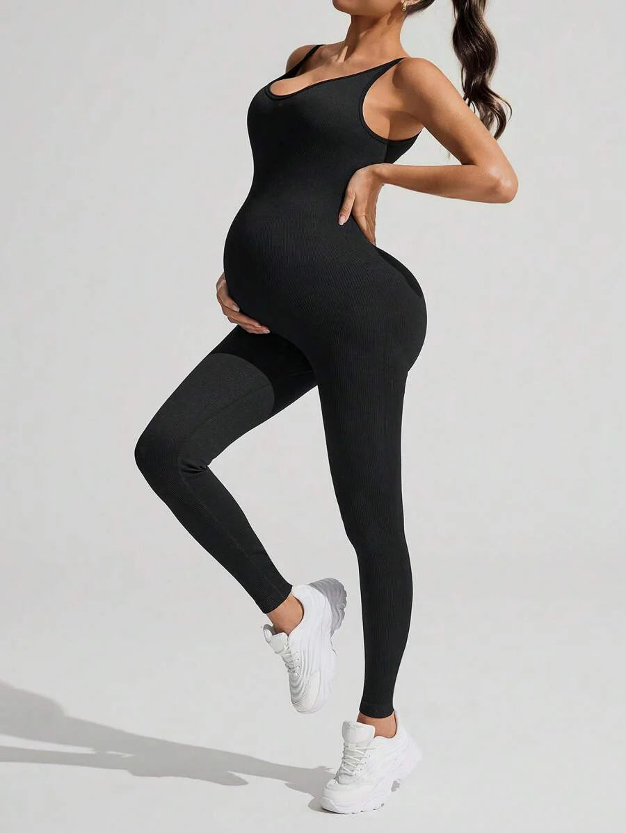 Solid Color Sleeveless Maternity Jumpsuit, Maternity Jumpsuit, Maternity Wear