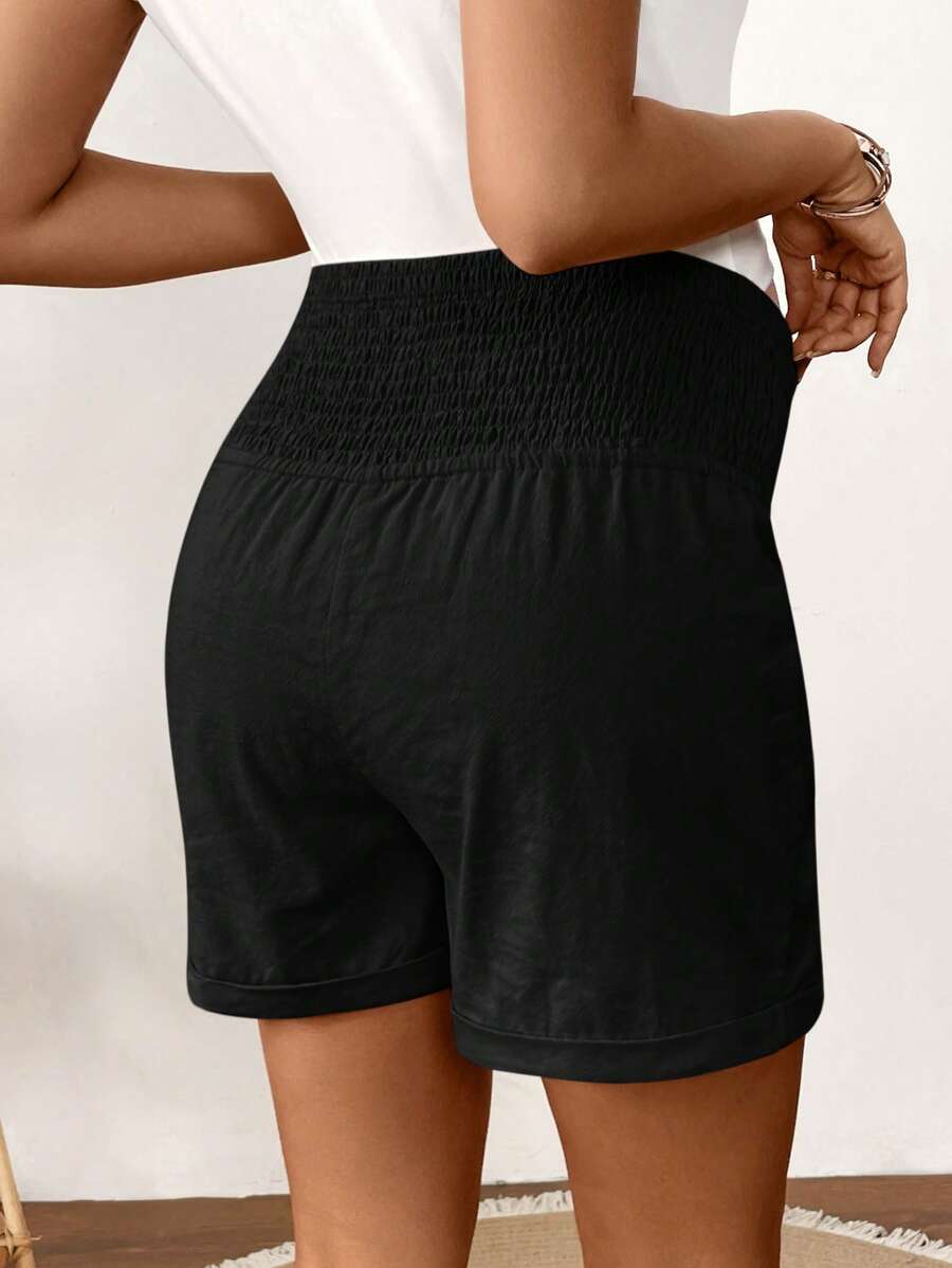 Dusty Pink 100% Cotton Maternity Shorts – Comfortable Drawstring Waist Track Shorts with Pockets for Summer Casual & Beach Wear