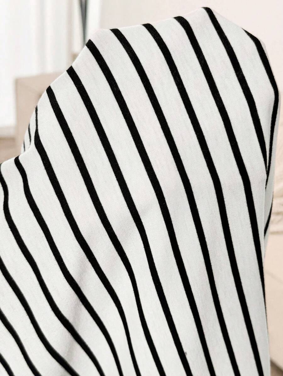 Maternity Heart Embroidery Striped Round Neck Short Sleeve Casual T-Shirt Dress