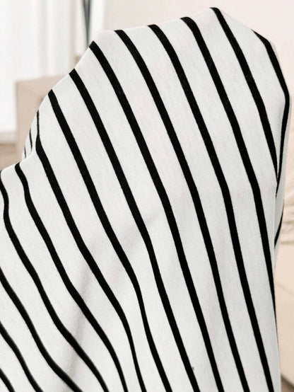 Maternity Black and White Colorblock Sleepwear Tee - Round Neck Short Sleeve Short Nightgown Loungewear with Appliques