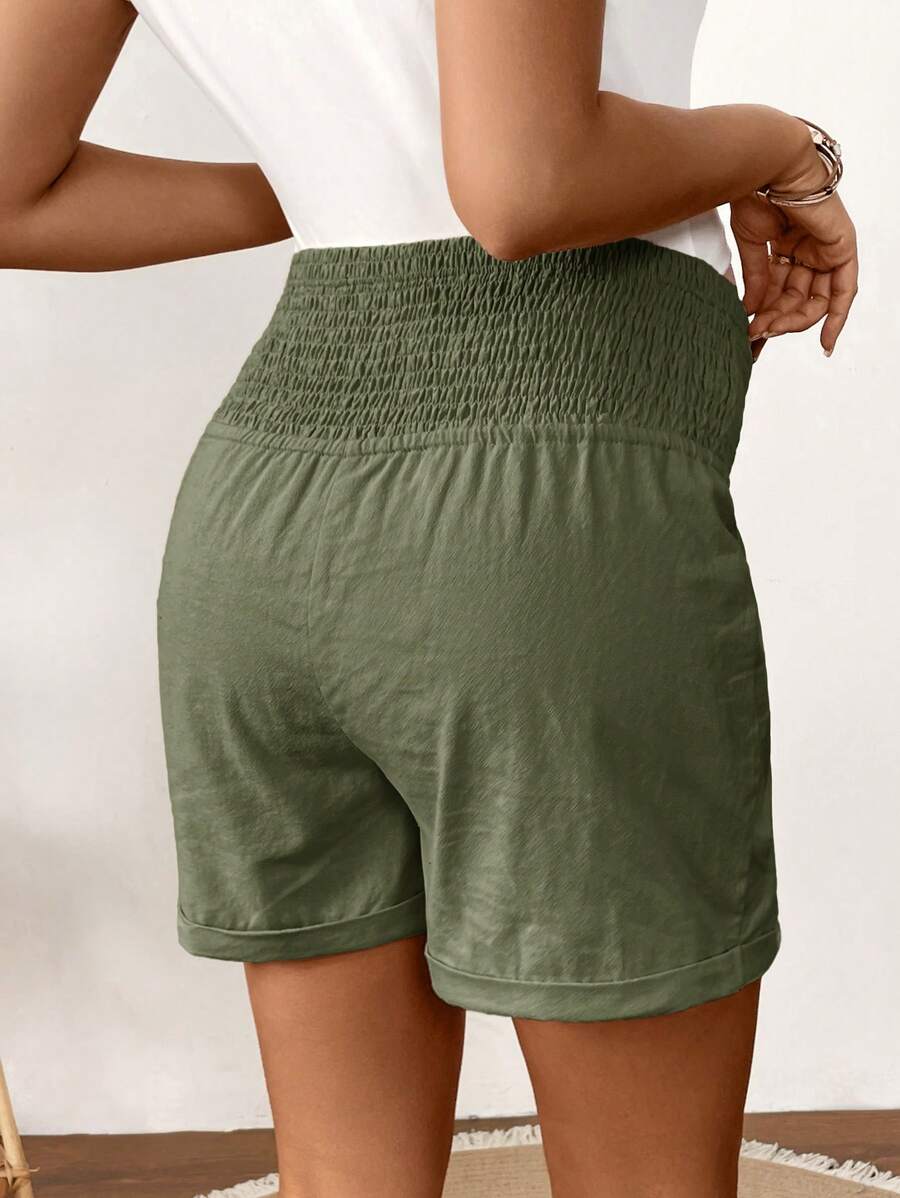 Dusty Pink 100% Cotton Maternity Shorts – Comfortable Drawstring Waist Track Shorts with Pockets for Summer Casual & Beach Wear