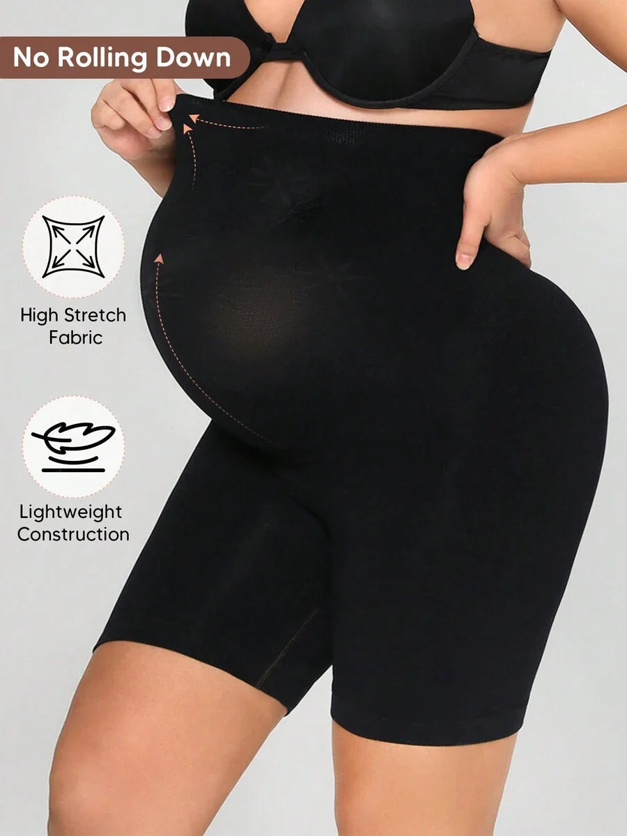Maternity Biker Shorts - Plus Size Seamless High Waist Thigh Chafing Protection
