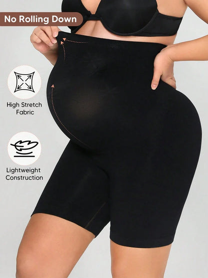 Maternity Biker Shorts - Plus Size Seamless High Waist Thigh Chafing Protection