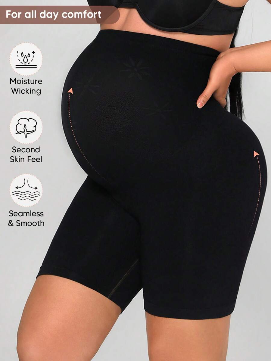 Maternity Biker Shorts - Plus Size Seamless High Waist Thigh Chafing Protection
