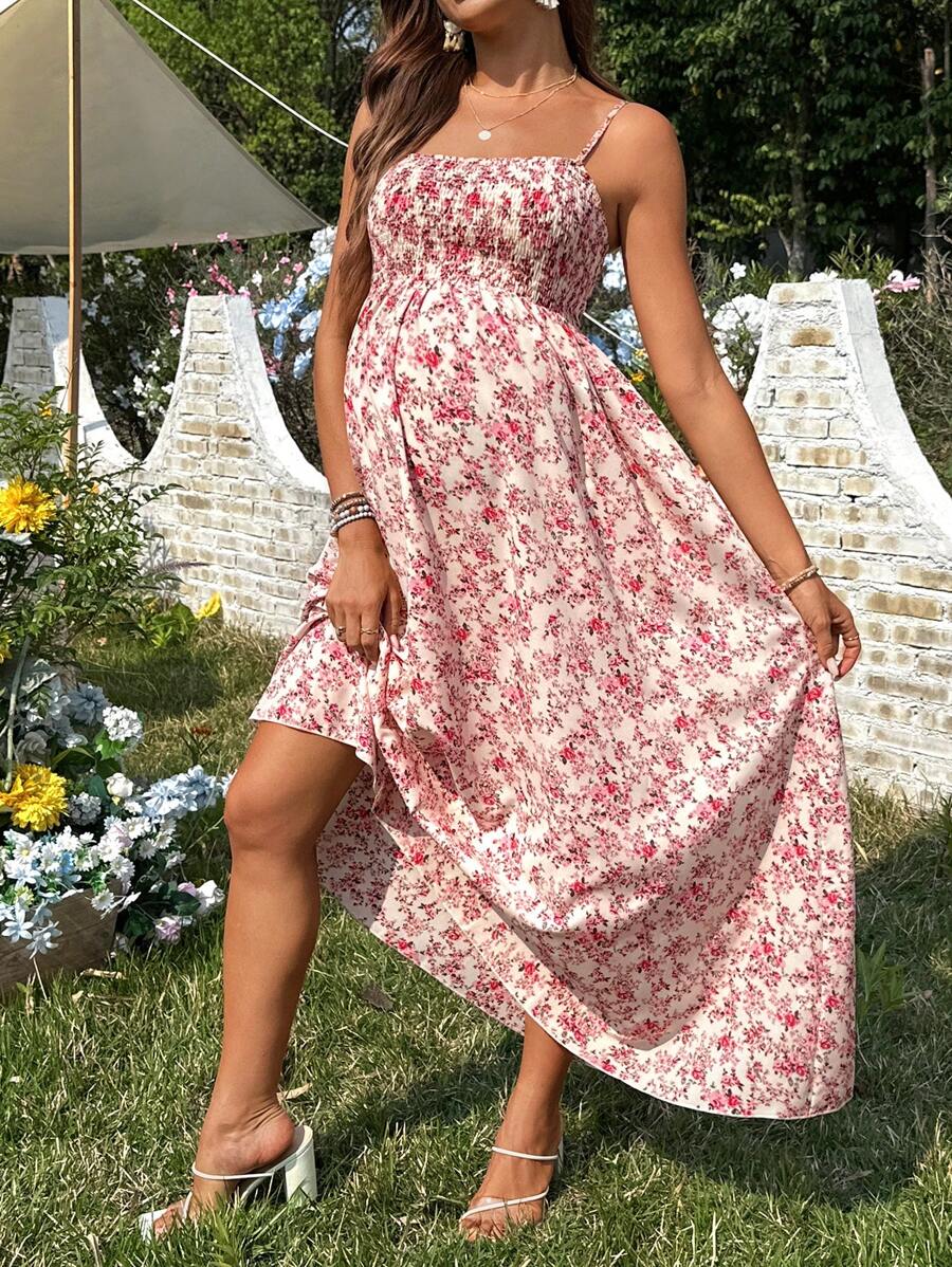 Women's Casual Ditsy Floral Maternity Strap Dress