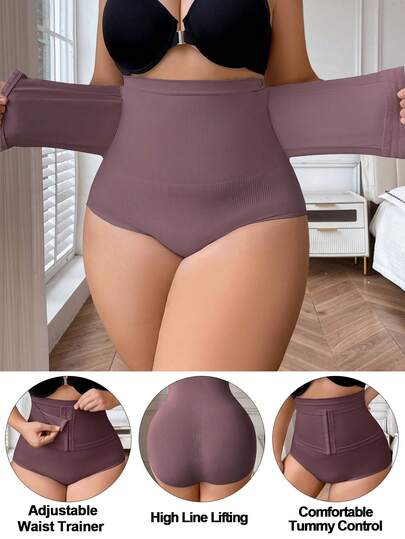 Plus Size Seamless High Waist Front Closure Shaping Panties - Flatten Abdomen Lift Buttocks Slimming