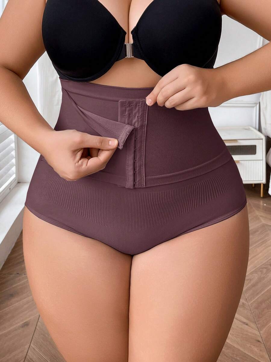 Plus Size Seamless High Waist Front Closure Shaping Panties - Flatten Abdomen Lift Buttocks Slimming