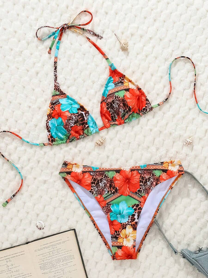 Women's Solid Halter Bikini Set - Lace Up, High Waist, Tie Detail, White