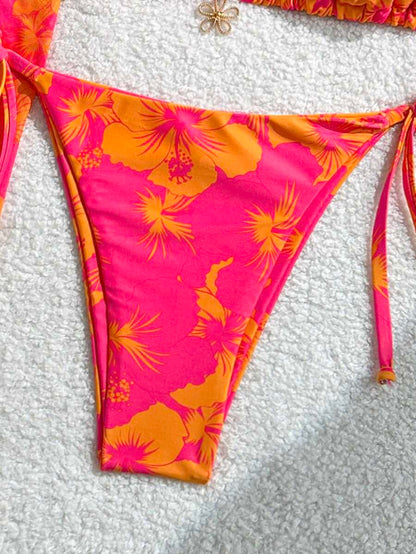 Women's 3-Piece Halter Bikini Set - Beach Dress, Tie-Up, Skirt Bottom, Blue