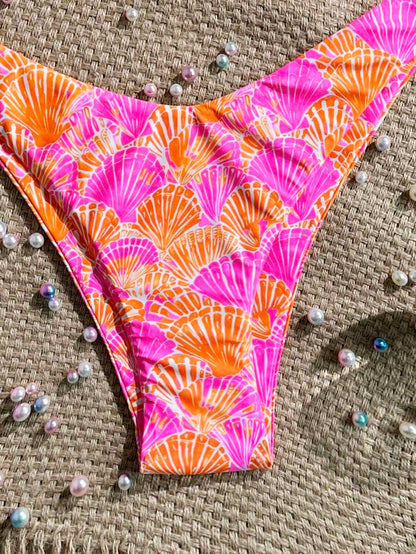 Swim Vcay Swim Mod Summer 2pcs Halter Random Floral Print & High Cut Bottoms Bikini Set, Beach Vacation