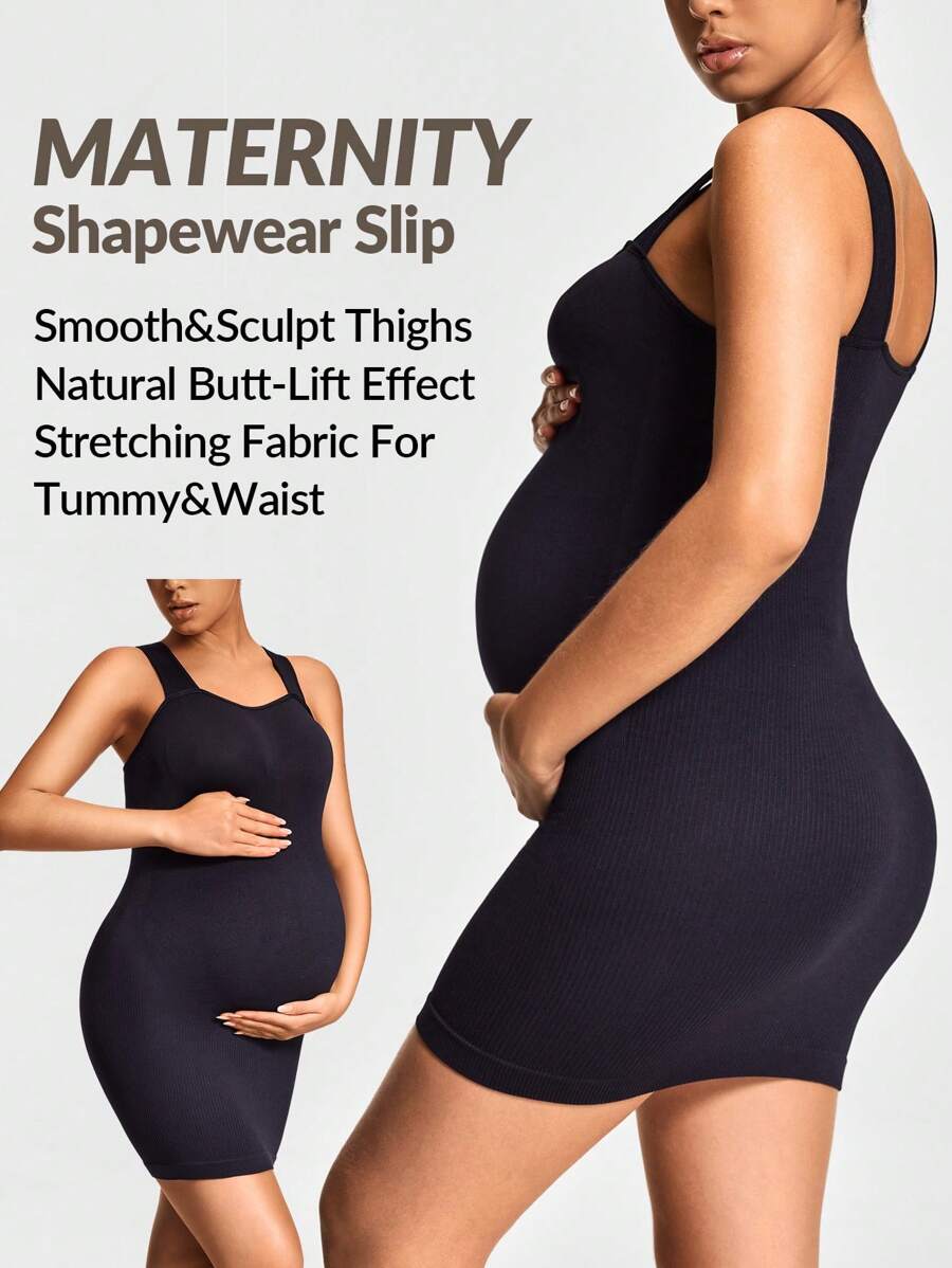 Adjustable Strap Maternity Body Shaper - Seamless Mid Thigh Shapewear