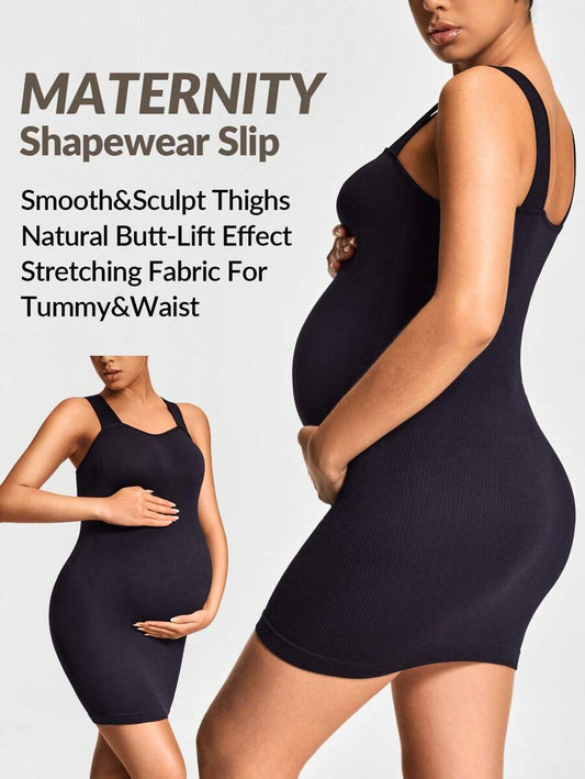 Adjustable Strap Maternity Body Shaper - Seamless Mid Thigh Shapewear