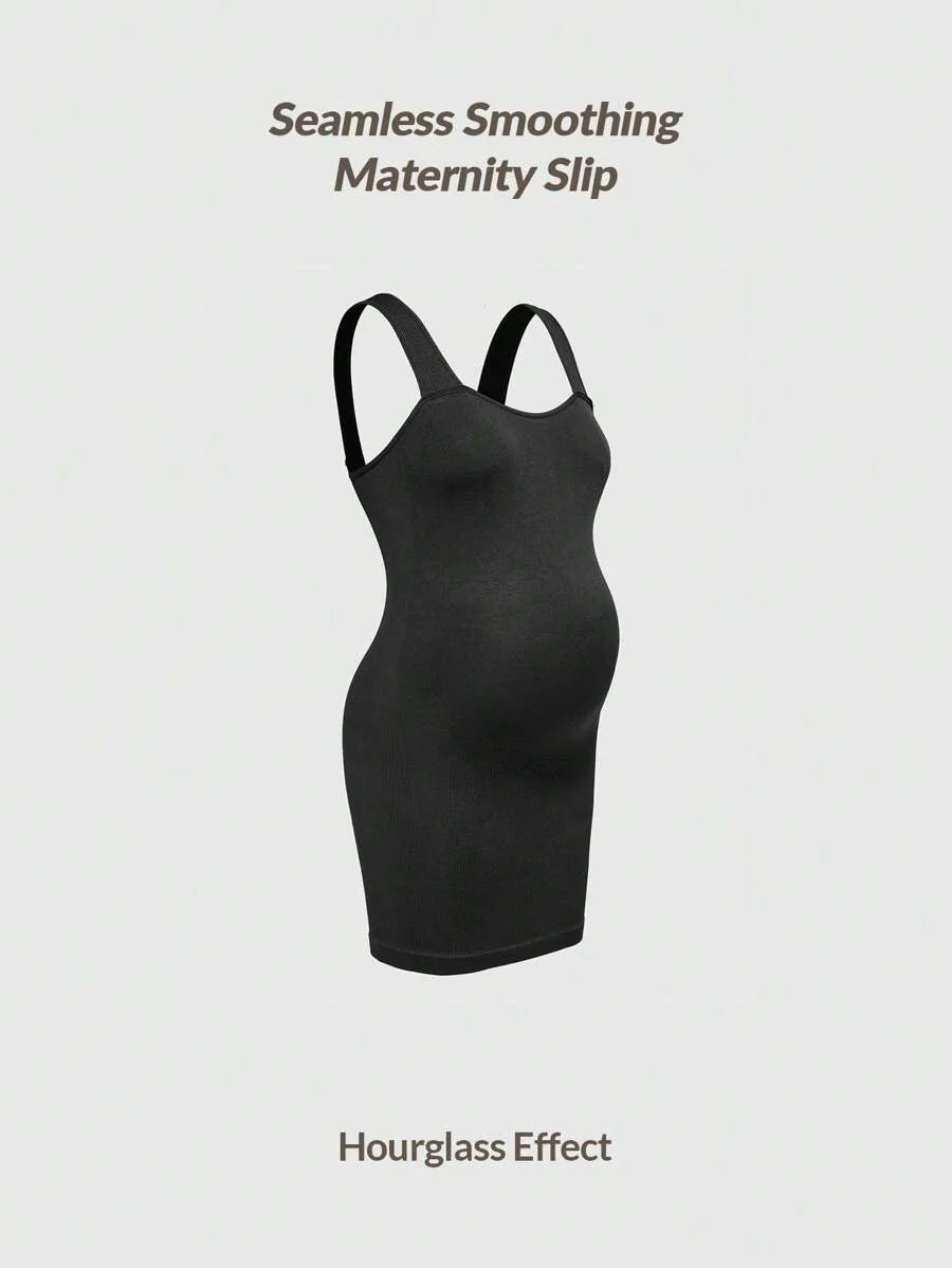 Adjustable Strap Maternity Body Shaper - Seamless Mid Thigh Shapewear