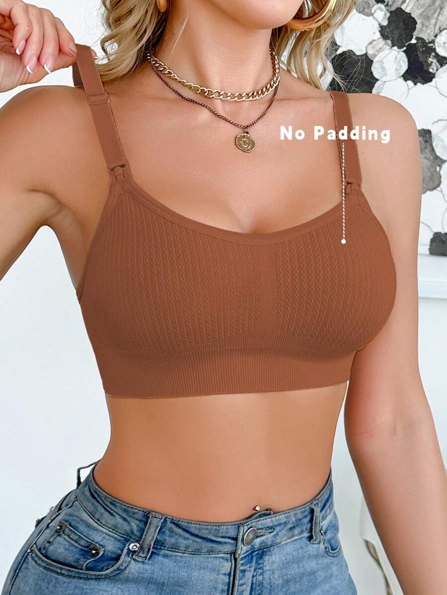 Maternity Seamless Nursing Bra - Solid Color Adjustable Straps Breathable Wireless Breastfeeding