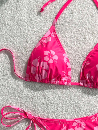 Swim Vcay Women's Tropical Print Two Pieces Bikini Set, Casual Holiday Style, Two Piece Women Sets,Valentine Outfits For Women ,Summer Vacation Outfits