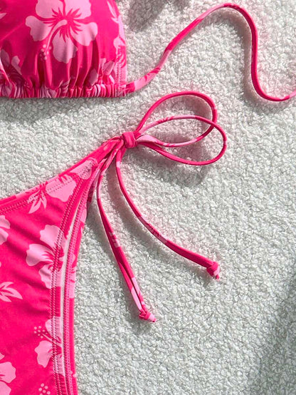 Swim Vcay Women's Tropical Print Two Pieces Bikini Set, Casual Holiday Style, Two Piece Women Sets,Valentine Outfits For Women ,Summer Vacation Outfits
