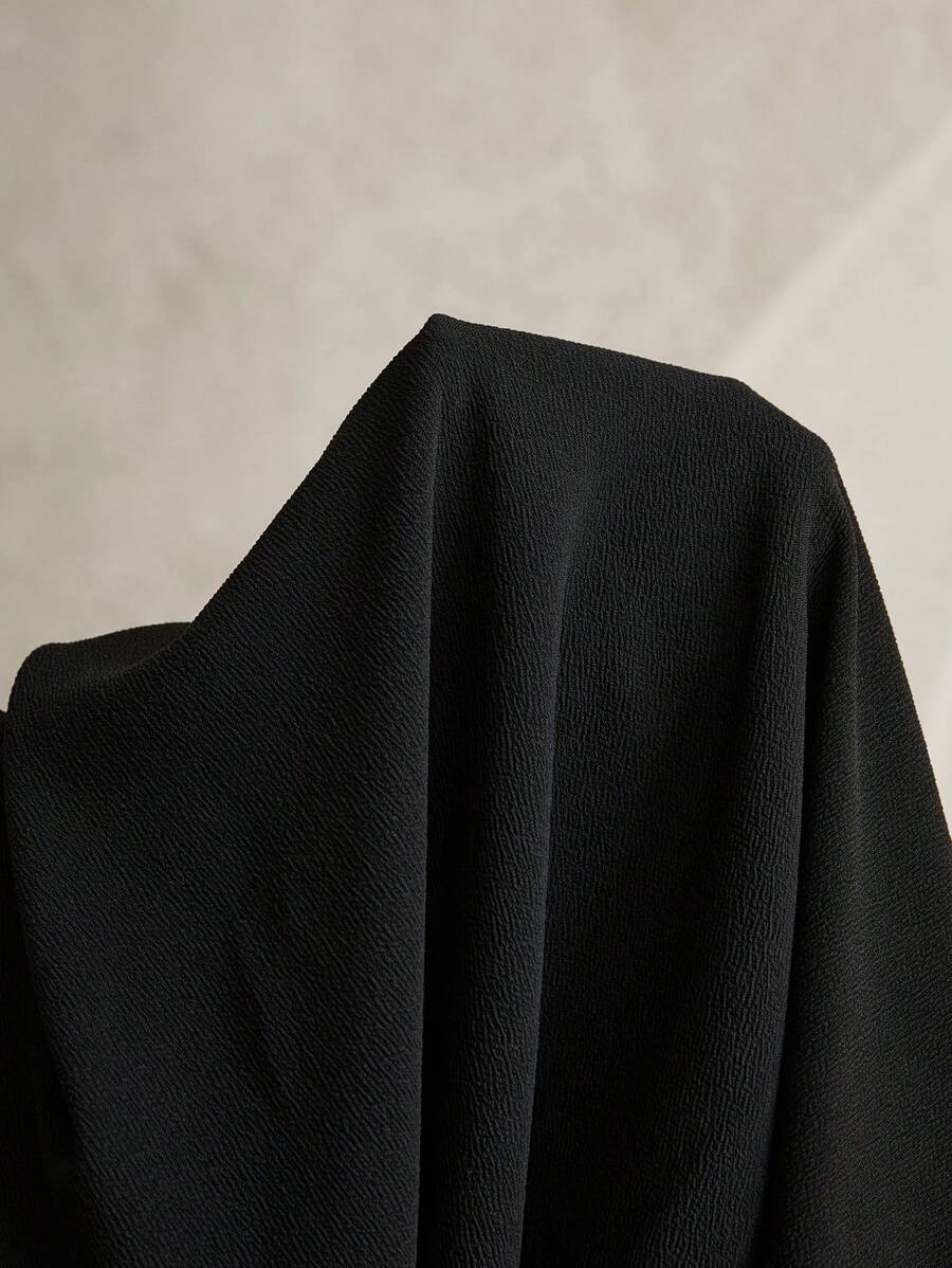 Maternity Ruched Midi Dress - Asymmetrical Hem, High Waist, Cap Sleeve, Black