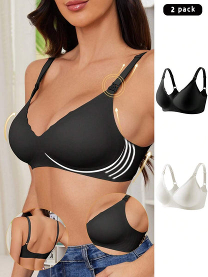 Maternity Nursing Bra 2 Pack - Seamless Solid Color Wireless Breastfeeding, Pregnancy Postpartum