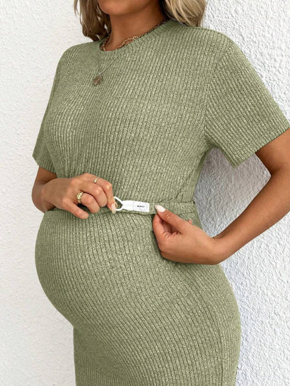 Maternity 2 Piece Set - Solid Color Short Sleeve Top and Skirt Summer Casual, Pregnancy Loungewear