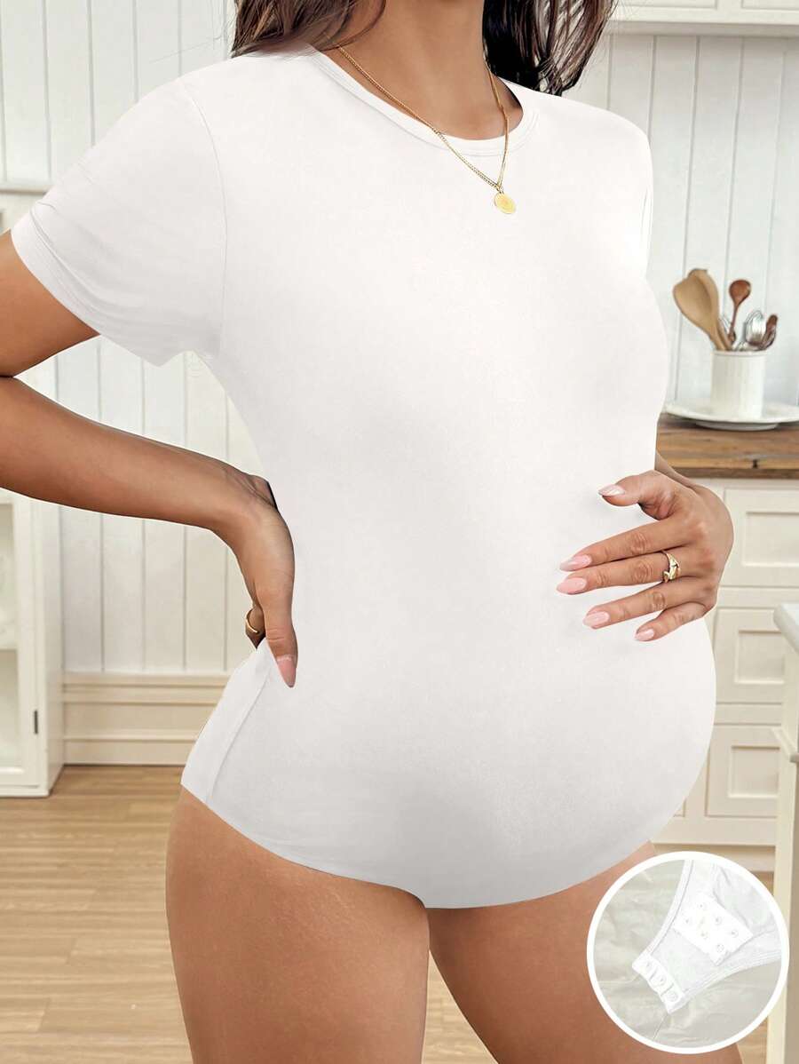 Slim Fit Maternity Jumpsuit – Solid Color Summer Outfit for Women