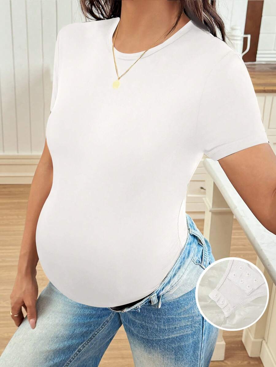 Slim Fit Maternity Jumpsuit – Solid Color Summer Outfit for Women