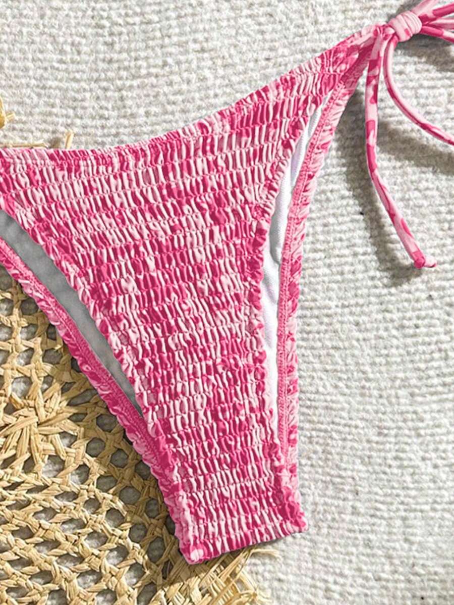 Women's 2-Piece Leopard Print Bikini Set - Ruffled Halter Strap, High Waist, Multicolor