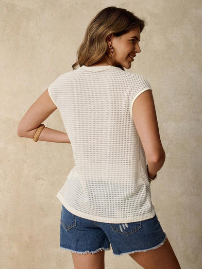 Apricot V-Neck Maternity T-Shirt with Batwing Short Sleeves and Button Detail - Breathable Summer Office Knit Top