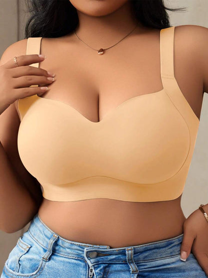 Women's Plus Size Seamless Padded Wireless Bra - Gray Lift & Support Bralette