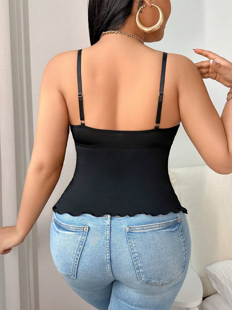 Maternity Solid Color Lettuce Trim Cami Tank Top for Pregnancy & Nursing