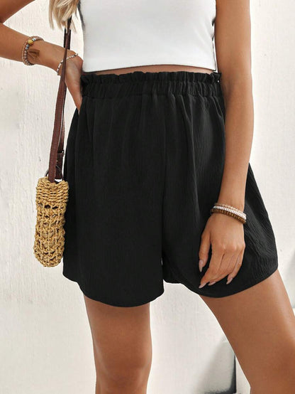 Maternity Mini Shorts - Adjustable Waist, Lettuce Trim, Loose Fit, Mocha Brown
