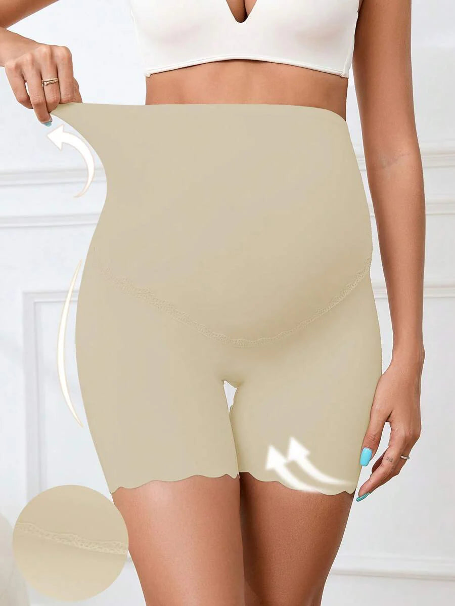 Maternity Briefs - Seamless Lace Patchwork Solid Color Shell Trim, Pregnant Women