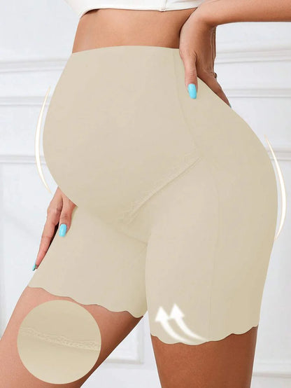Maternity Briefs - Seamless Lace Patchwork Solid Color Shell Trim, Pregnant Women