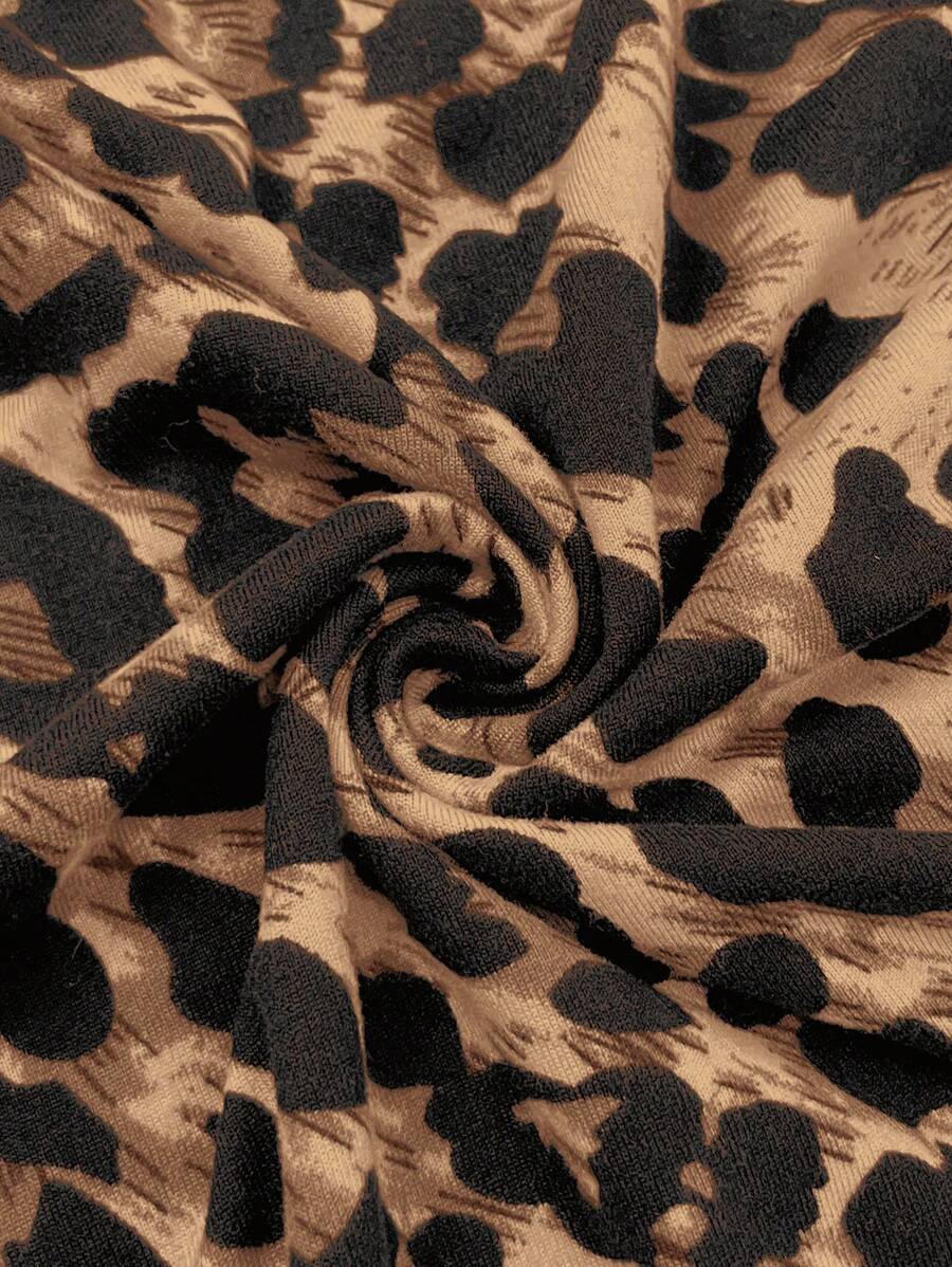 Maternity Sexy Leopard Floral Print Draped Neck Backless Cami Dress Slim Fit Long Maternity Dress for Vacation