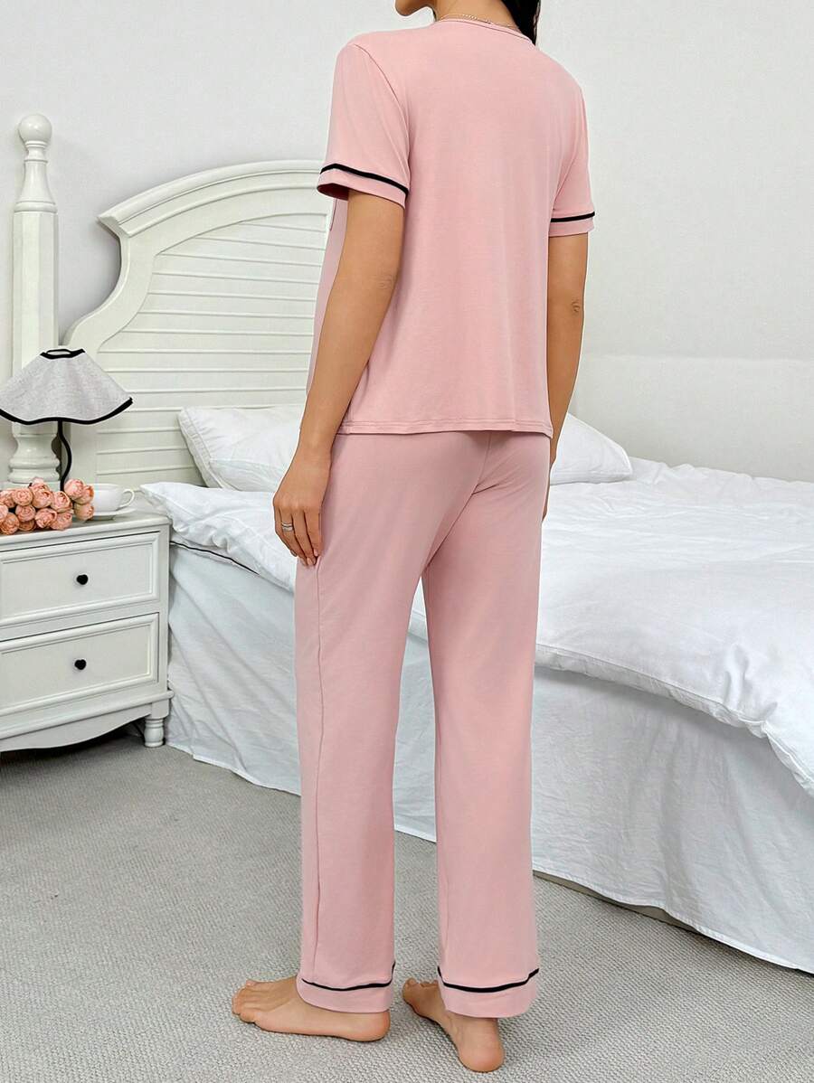 Maternity Button Front Shirt and Pants Loungewear Set Women Casual Sleepwear