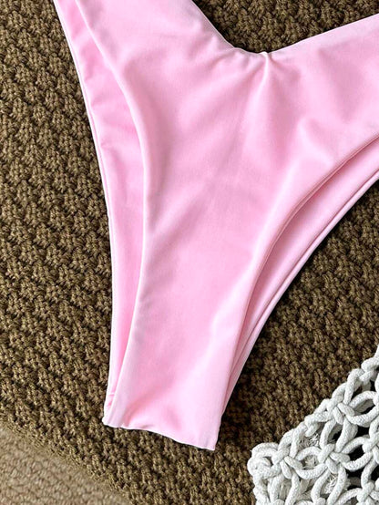 Swim Vcay Women's Solid Color Spaghetti Strap Metal Decor Sexy Bikini Set, Summer