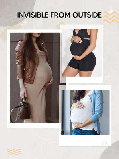 Plus Size High Waisted Maternity Belly Support Shorts - Expandable Panel (Black)