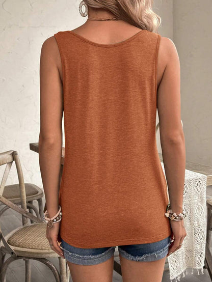Maternity Solid Color Scoop Neck Sleeveless Nursing Top - Casual Summer Pullover