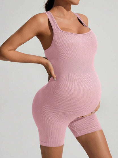 Super High Rise Maternity Sports Jumpsuit - High Stretch Belly Support