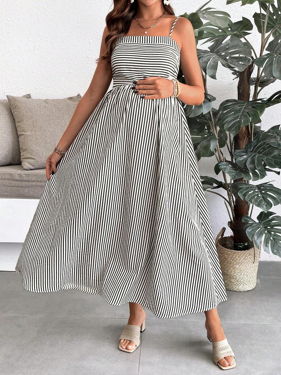 Maternity Summer Casual Striped A-Line Sleeveless Dress
