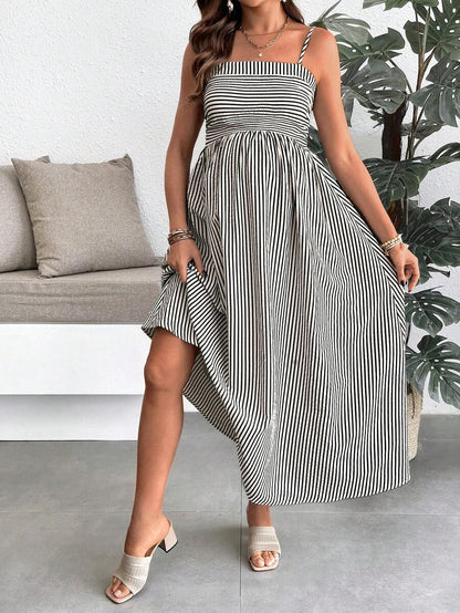 Maternity Summer Casual Striped A-Line Sleeveless Dress