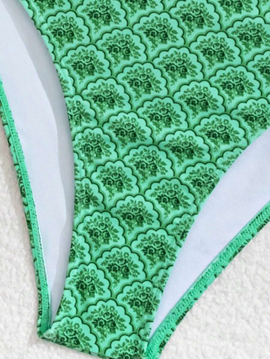 Swim Vcay Women's Summer New Contrast Color Striped Sexy Halter Triangle Cup Bikini Set