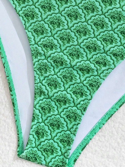 Swim Mod Women's Pink Polka Dot Print Halter Neck Low Waist Triangle Bikini Set, Summer Sexy Spring
