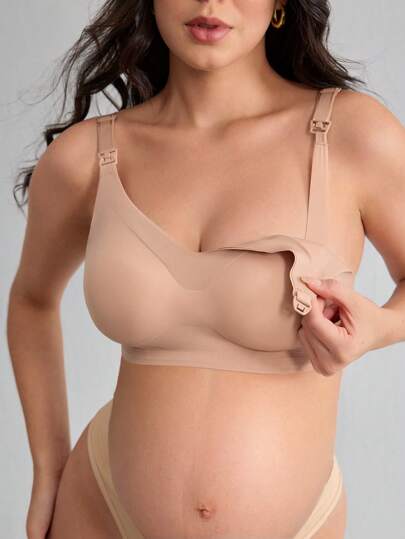 Maternity Seamless Nursing Bra Women Solid Color Wireless Breastfeeding Comfortable Support Bra